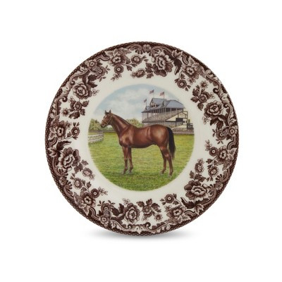 Spode Woodland Salad Plate, Thoroughbred Horse - Equestrian-Inspired Holiday Tableware with British Flowers Border, 8" Fine Earthenware Plate | Target