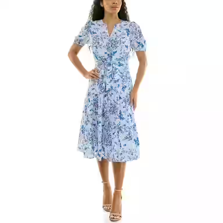 Nanette Lepore Women's Puff Sleeve Lace Midi Dress, Sizes XS-XXXL | Walmart (US)