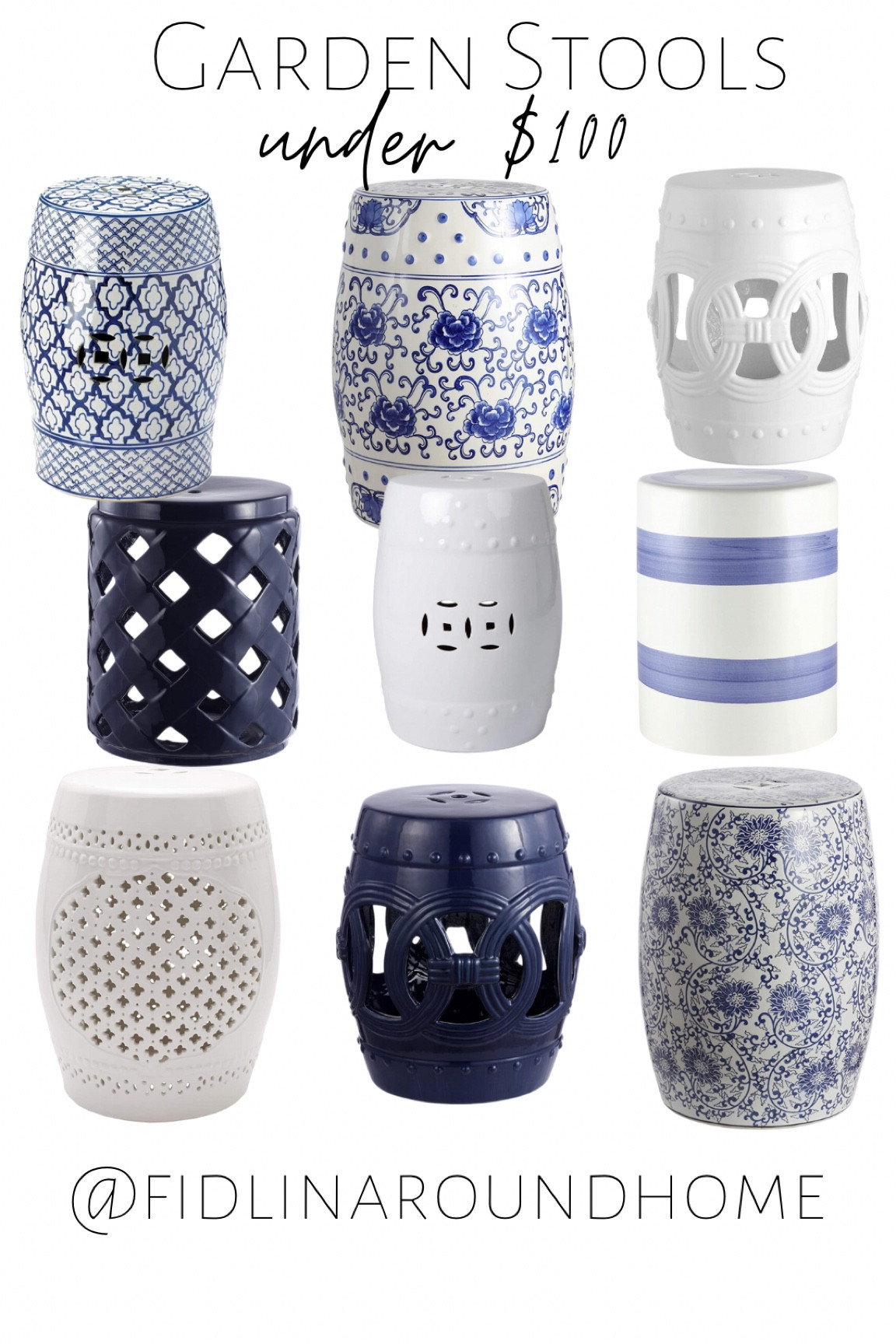 Outdoor indoor garden stools blue navy white on Amazon under $100 perfect for spring porch or patio decor!

#LTKhome #LTKSeasonal #LTKFind