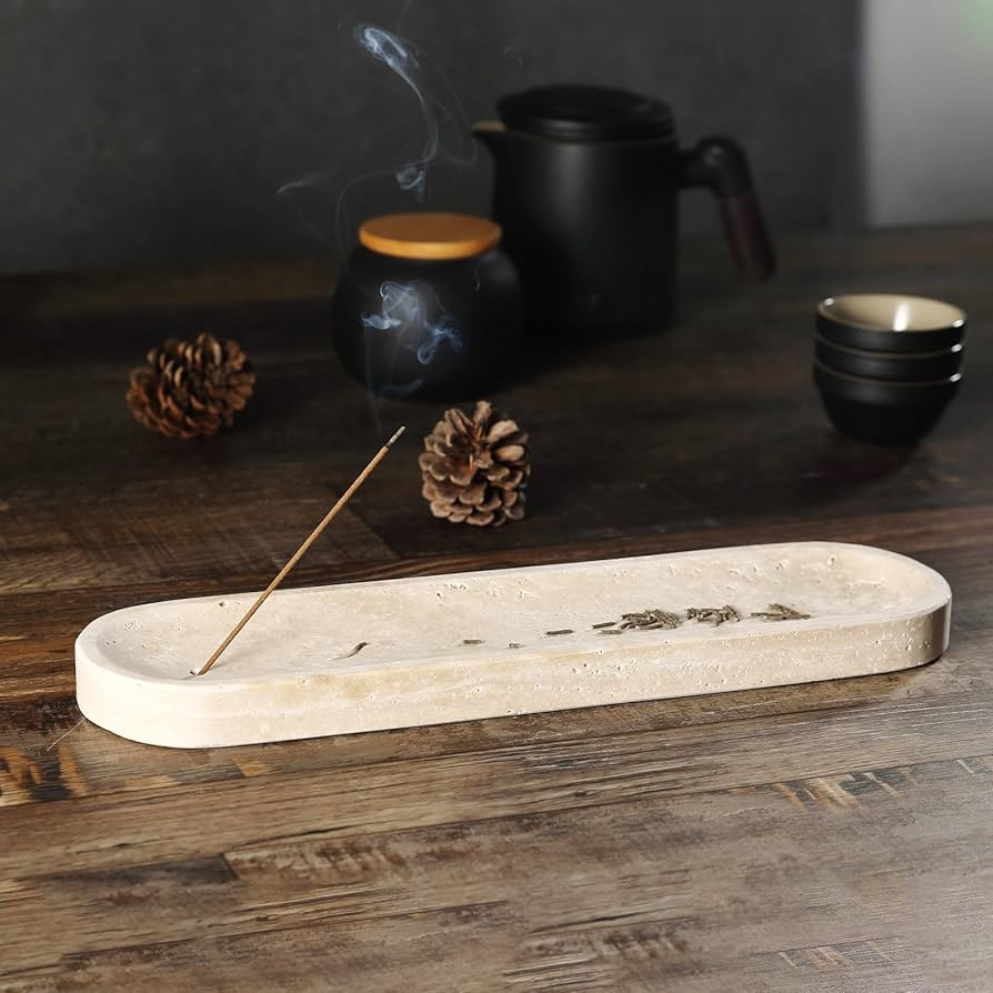 Koville Travertine Incense Holder, Incense Holder for Sticks, Long Incense Sticks Holder Ash Catc... | Amazon (US)