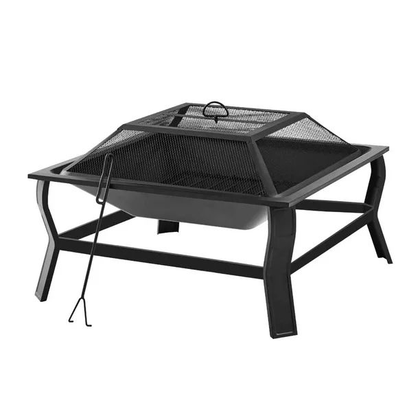 Mainstays Greyson 30” Square Wood Burning Fire Pit with Mesh Screen | Walmart (US)