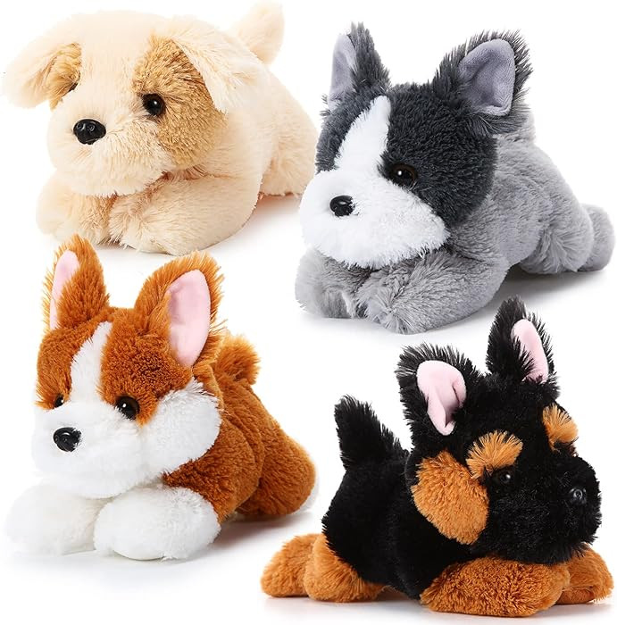 4-Pack 8 Inch Dog Plush Animal Plush Dog Soft Plush Dog Pillow Toy Fluffy Puppy Set Dog Theme Par... | Amazon (US)