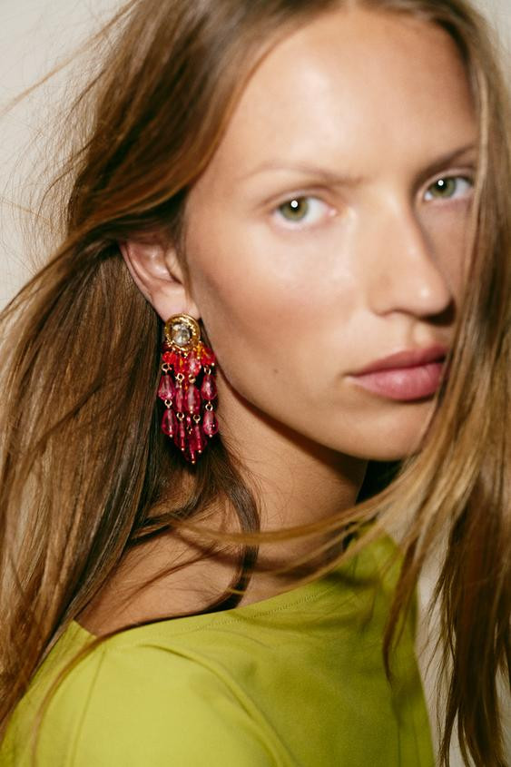 JEWEL BEADED CASCADE EARRINGS | Zara US