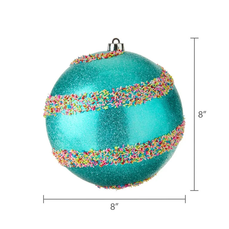 2-Count Pink and Blue Jumbo Shatterproof Christmas Ornaments with Multicolor Glitter Stripes, 7.8... | Walmart (US)