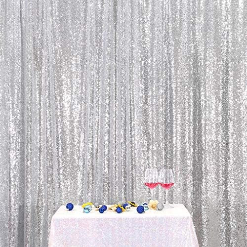 Eternal Beauty Silver Sequin Wedding Backdrop Photography Background Party Curtain, 6Ft X 8Ft | Amazon (US)