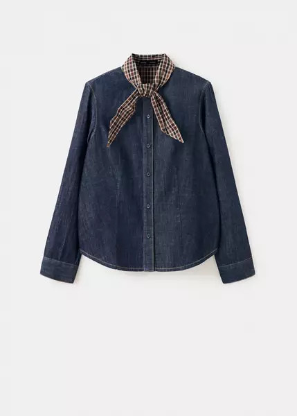 Denim shirt with scarf neckline | Mango (US/MX/AU)