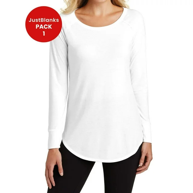 JustBlanks Women's Long Sleeve Perfect Tri Tunic T-Shirt | Walmart (US)