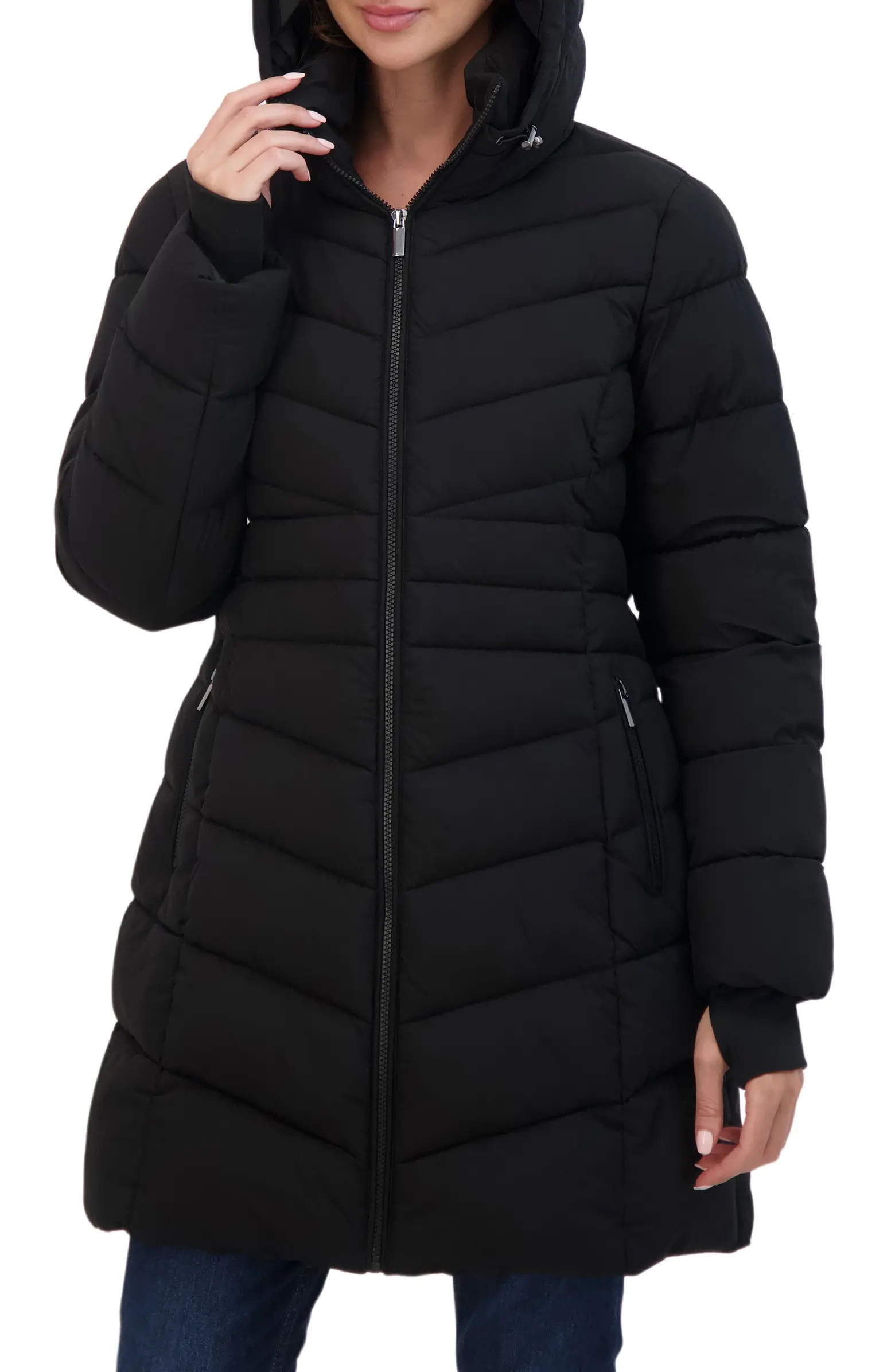 Sebby Water Resistant Hooded Long Puffer Jacket | Nordstromrack | Nordstrom Rack