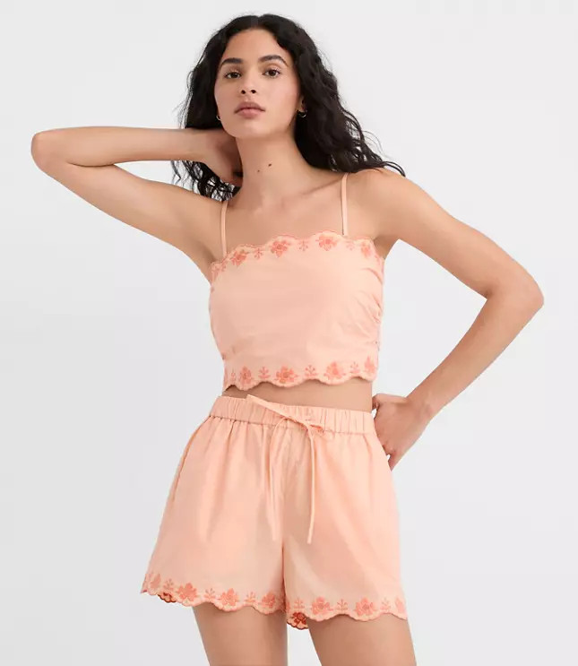 LOFT Beach Floral Embroidered Top | LOFT