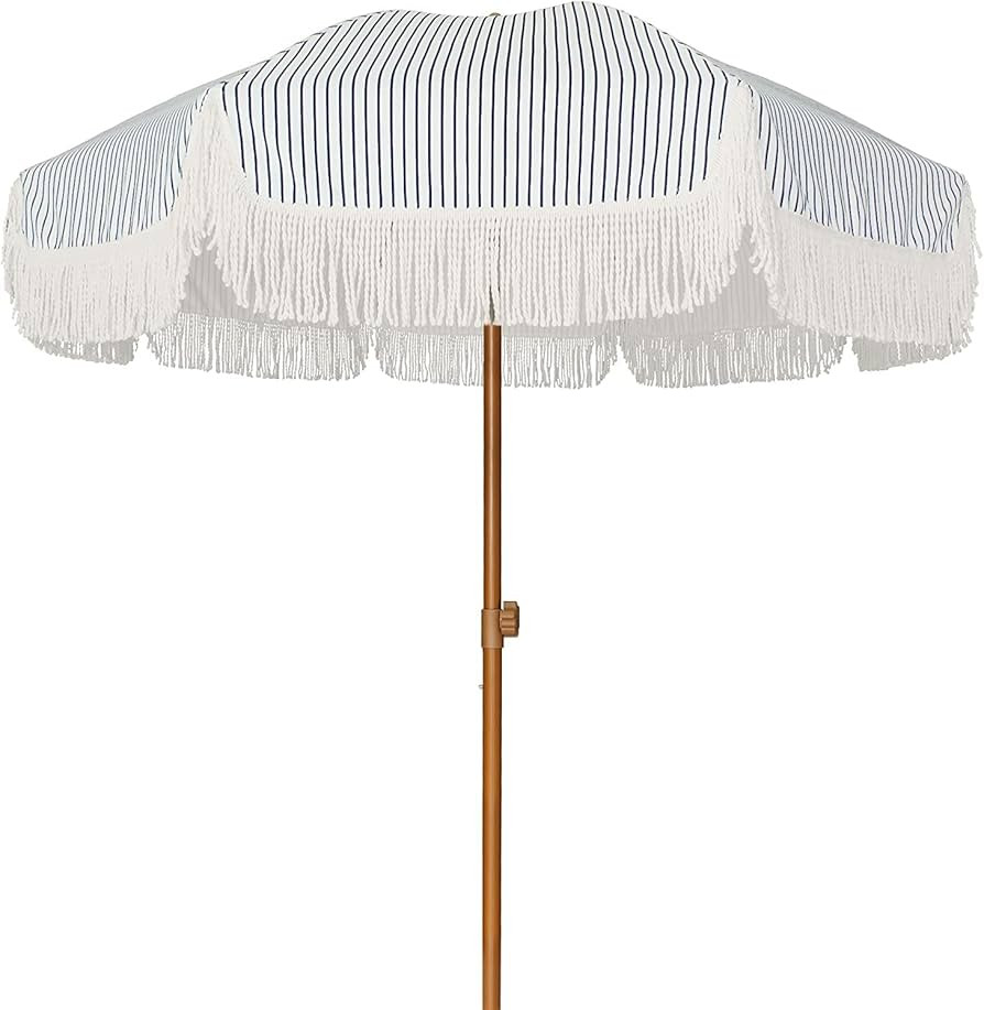 AMMSUN Patio Umbrella ,7ft with Tilt Steel Pole Fringe Garden Parasol, Aluminum Manual Push Butto... | Amazon (CA)