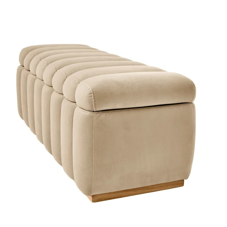 Better Homes & Gardens 47.24" Lillian Channel Tufted Bench, Beige Velvet | Walmart (US)