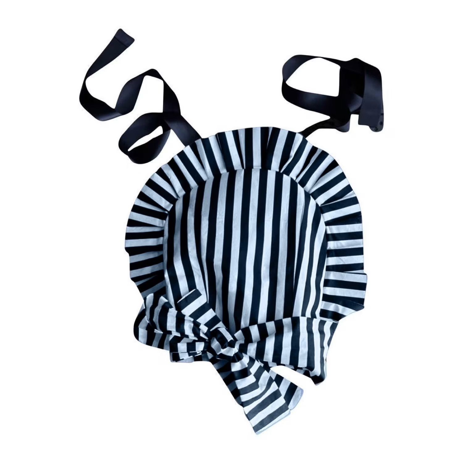 Black & White Striped Halter Backless Ruffle Top | Wolf & Badger