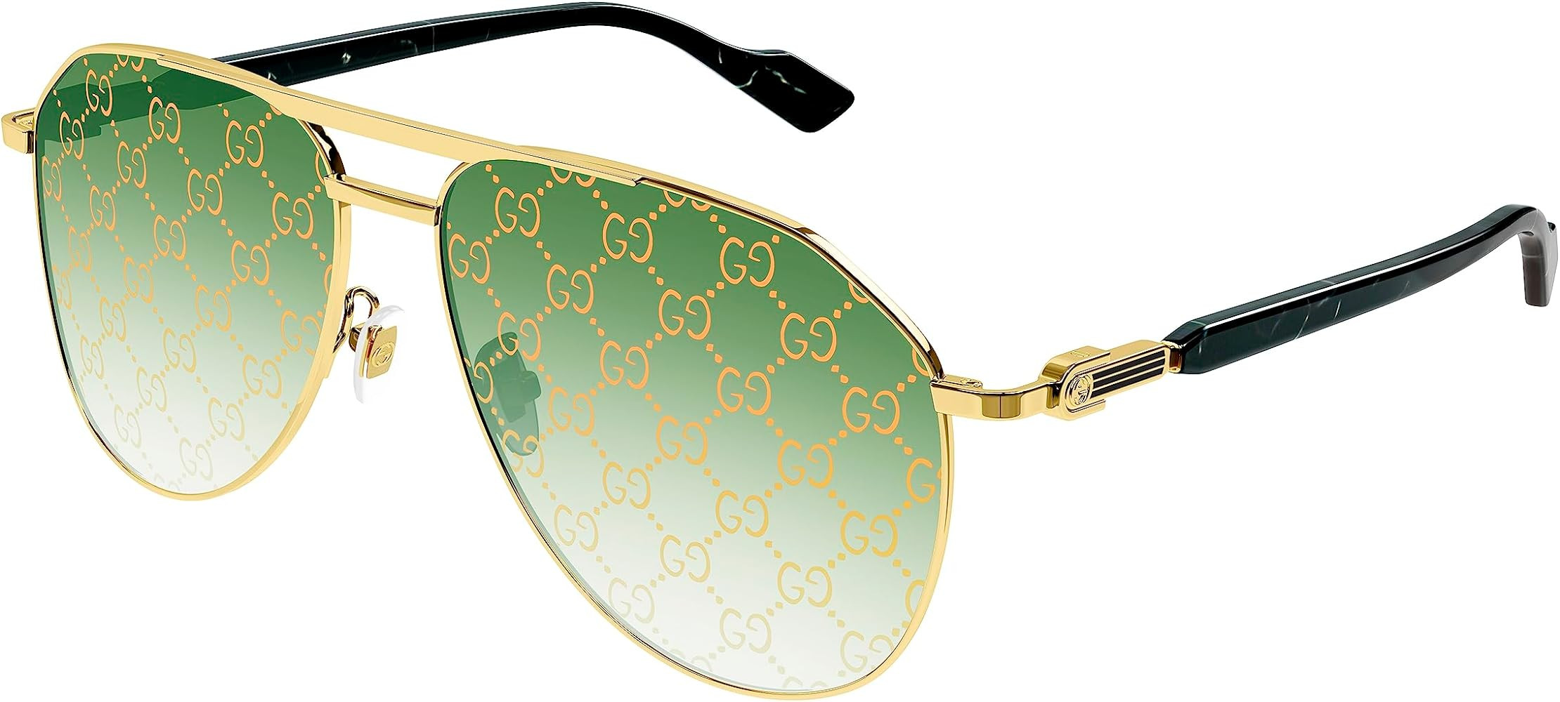 Gucci GG1220S 004 Gold/Green Pilot Men's Sunglasses | Amazon (US)