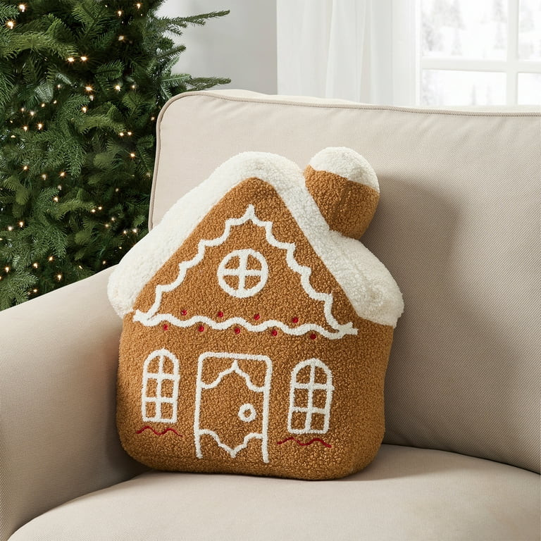 My Texas House 16" x 14" Gingerbread House Shaped Decorative Pillow | Walmart (US)
