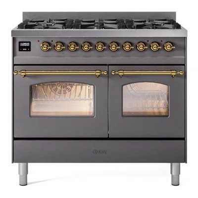 ILVE Nostalgie II Series 40 inch Dual Fuel Range with 6 Black Brass Burners (Limited Edition) (Glass Door) | Wayfair North America