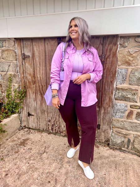 ✨SIZING•PRODUCT INFO✨
⏺ Lilac Purple Button Down Shirt - Runs a little small @walmartfashion 
⏺ Lilac Purple Double  Lined Crewneck Shirt - L - TTS @walmartfashion 
⏺ Burgundy Ponte Cropped Pants with Split Hem - XL - TTS @walmartfashion 
⏺ Lilac Purple Studded Jelly Crossbody Bag @walmartfashion 
⏺ White Slipon Sneakers with Floral Embroidery - size down 1/2 @walmartfashion 
⏺ Silver & Grey Jewelry Stack @walmart 
⏺ Fave No Show Socks @amazonfashion 

👋🏼 Thanks for stopping by!

📍Find me on Instagram••YouTube••TikTok ••Pinterest ||Jen the Realfluencer|| for style, fashion, beauty and…confidence!

🛍 🛒 HAPPY SHOPPING! 🤩

#walmart #walmartfashion #walmartstyle walmart finds, walmart outfit, walmart look  #amazon #amazonfind #amazonfinds #founditonamazon #amazonstyle #amazonfashion #spring #springstyle #springoutfit #springoutfitidea #springoutfitinspo #springoutfitinspiration #springlook #springfashion #springtops #springshirts #springsweater #workwear #work #outfit #workwearoutfit #workwearstyle #workwearfashion #workwearinspo #workoutfit #workstyle #workoutfitinspo #workoutfitinspiration #worklook #workfashion #officelook #office #officeoutfit #officeoutfitinspo #officeoutfitinspiration #officestyle #workstyle #workfashion #officefashion #inspo #inspiration #slacks #trousers #professional #professionalstyle #professionaloutfit #professionaloutfitinspo #professionaloutfitinspiration #professionalfashion #professionallook #dresspants #sneakersfashion #sneakerfashion #sneakersoutfit #tennis #shoes #tennisshoes #sneakerslook #sneakeroutfit #sneakerlook #sneakerslook #sneakersstyle #sneakerstyle #sneaker #sneakers #outfit #inspo #sneakersinspo #sneakerinspo #sneakerinspiration #sneakersinspiration 
#under10 #under20 #under30 #under40 #under50 #under60 #under75 #under100
#affordable #budget #inexpensive #size14 #size16 #size12 #medium #large #extralarge #xl #curvy #midsize #pear #pearshape #pearshaped
budget fashion, affordable fashion, budget style, affordable style, curvy style, curvy fashion, midsize style, midsize fashion


#LTKfindsunder50 #LTKmidsize #LTKstyletip