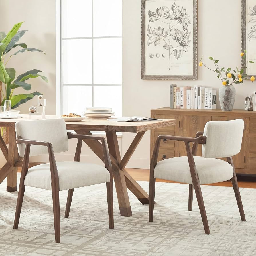 Christopher Knight Home Moelo Mid-Century Modern Dining Chairs Set of 2, Upholstered Kitchen Side... | Amazon (US)