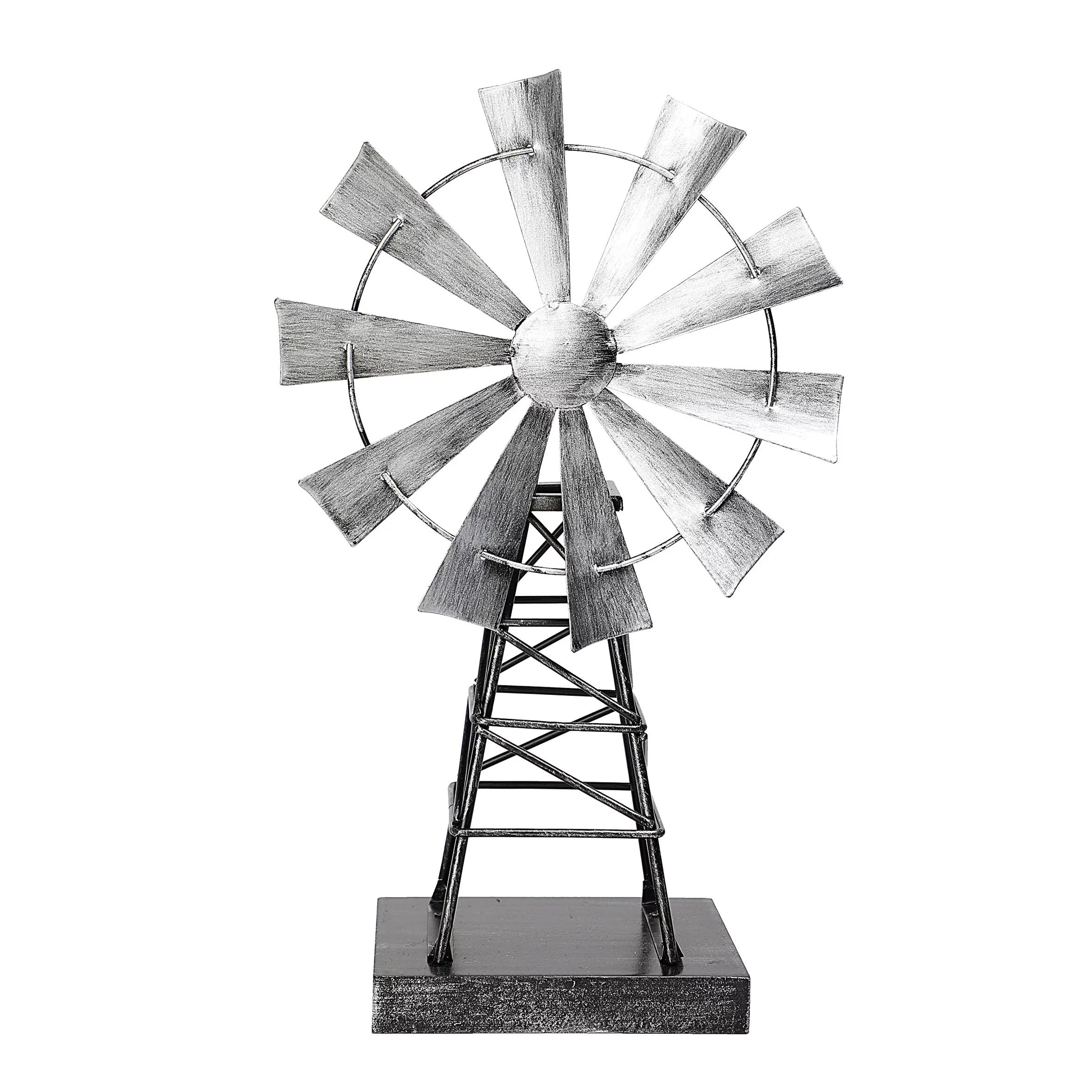 Way to Celebrate Harvest Metal Galvanized Windmill Tabletop Decoration, 6.9"W x 4.3"L x 12"H | Walmart (US)