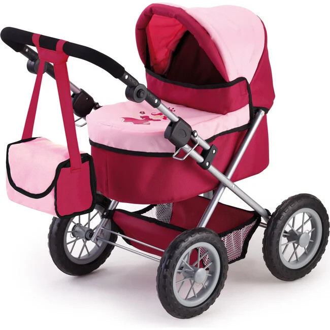 Bayer | Trendy Pram Stroller for Toy Baby Dolls in Red/Pink | Maisonette | Maisonette