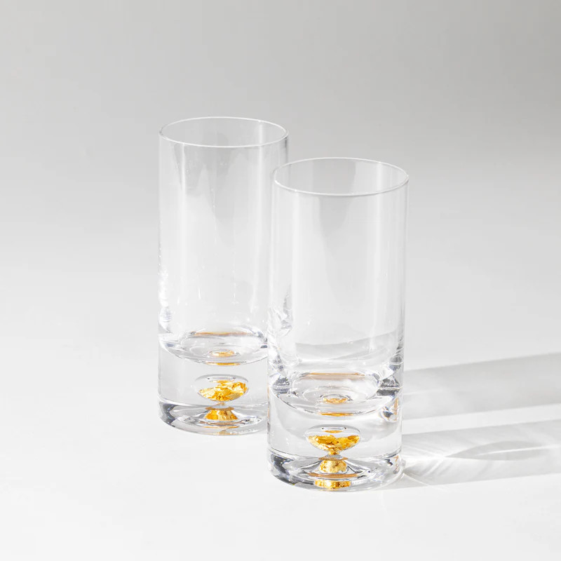 Gold Flake Crystal Glass Sets | Modern Locke