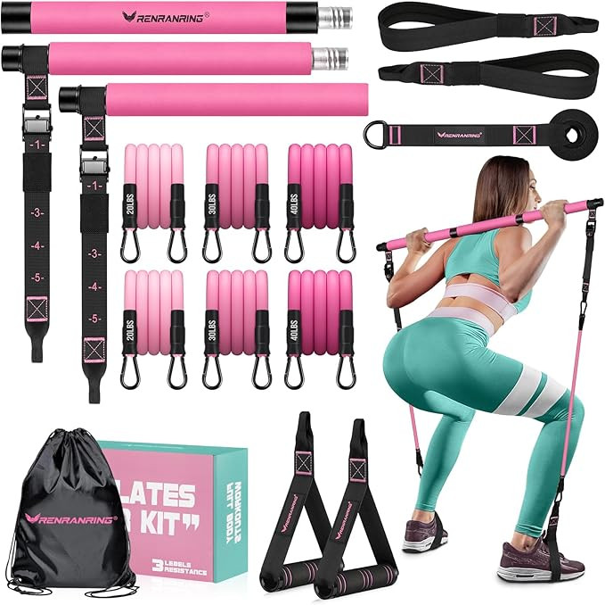 Pilates Bar Kit with Resistance Bands, Multifunctional Pilates Bar for Women & Men with Heavy-Dut... | Amazon (US)