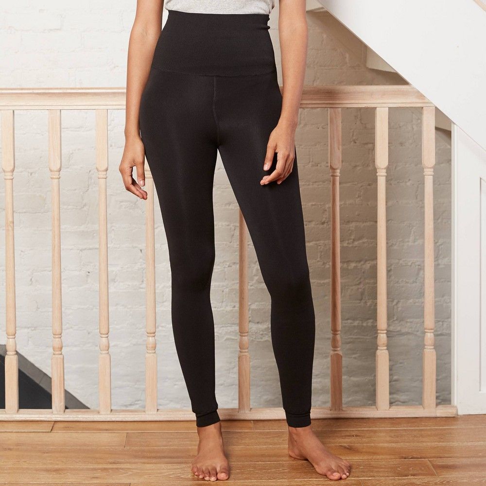 Women's Seamless High-Waist Faux Fur Lined Leggings - A New Day Black L/XL | Target