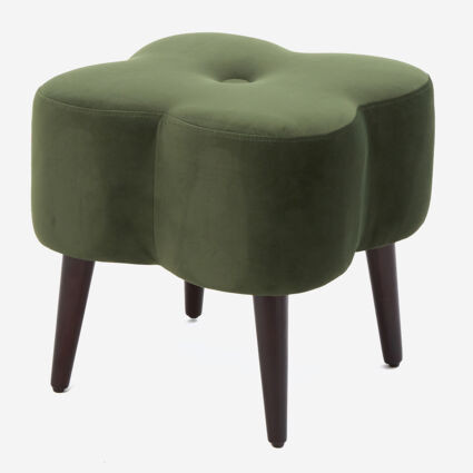 Moss Green Velvet Footstool | TK Maxx
