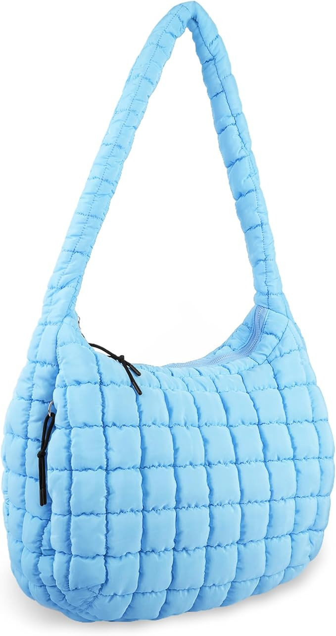 Quilted Puffer Tote Bag Purse Puffy Crossbody Shoulder Bag,Lightweight Nylon Hobo Bag Puffer Carr... | Amazon (US)