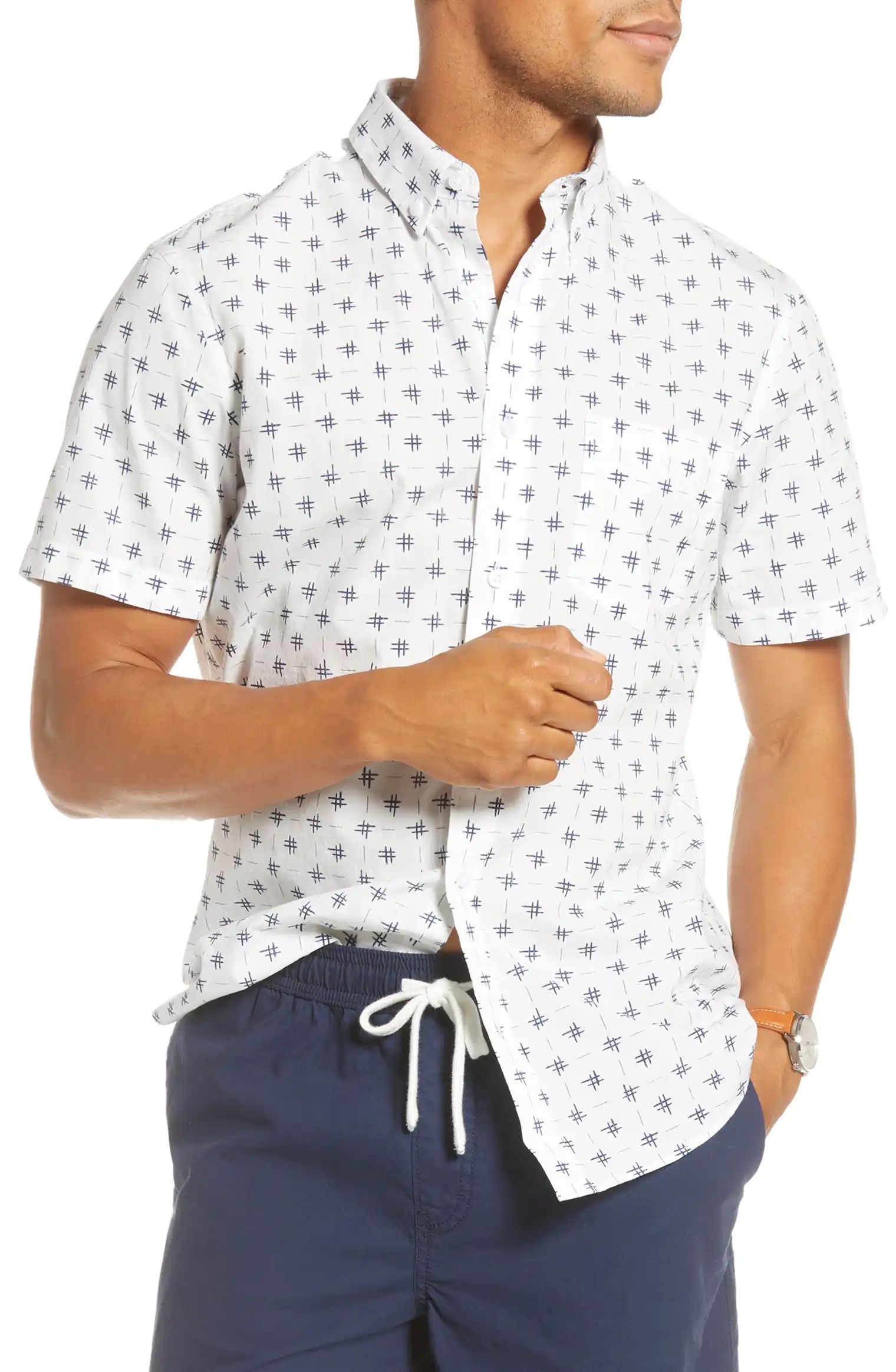 1901 Trim Fit Short Sleeve Button-Down Sport Shirt | Nordstrom | Nordstrom