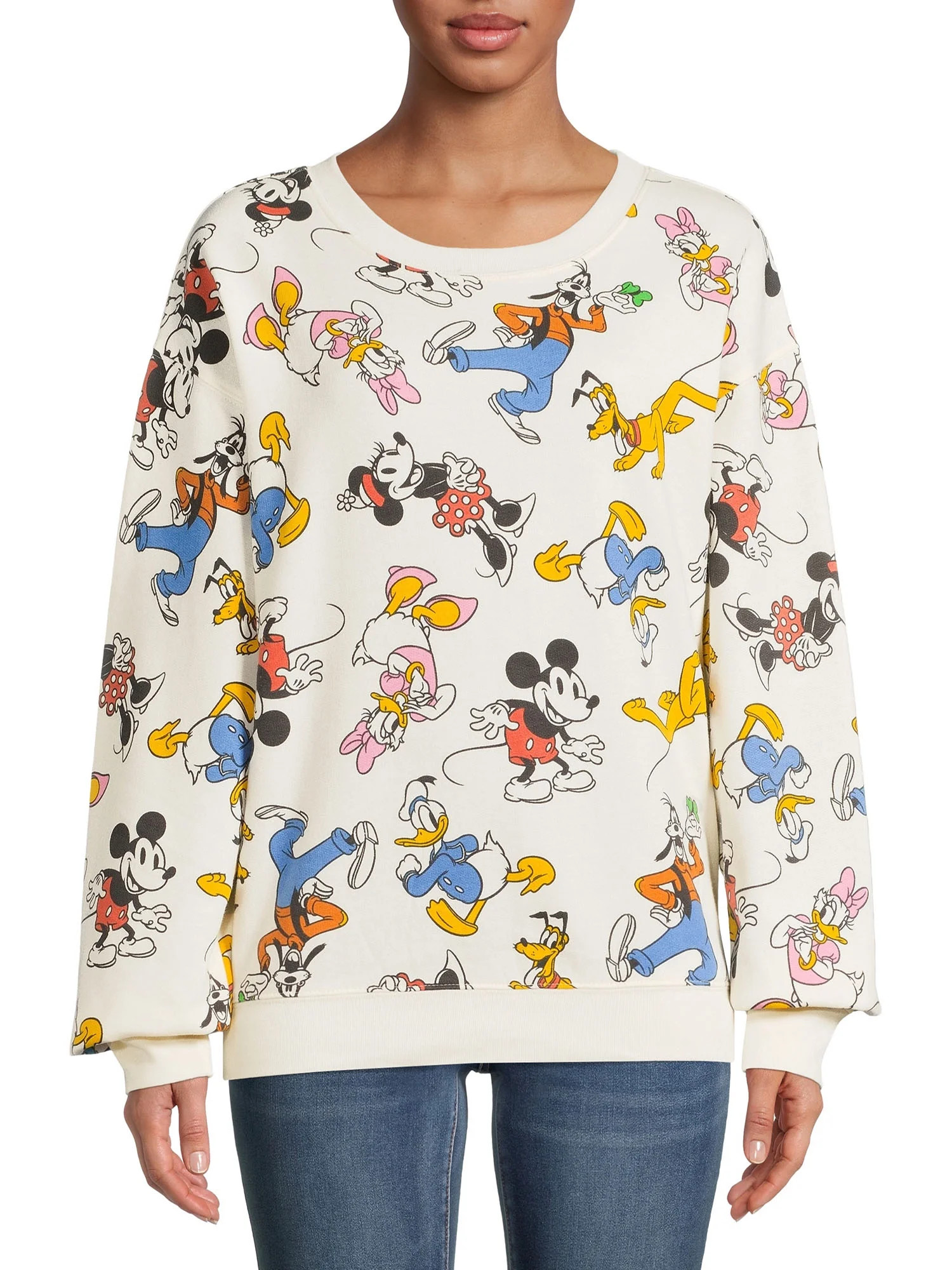 Mickey And Friends Juniors Long Sleeve Graphic Sweatshirt | Walmart (US)