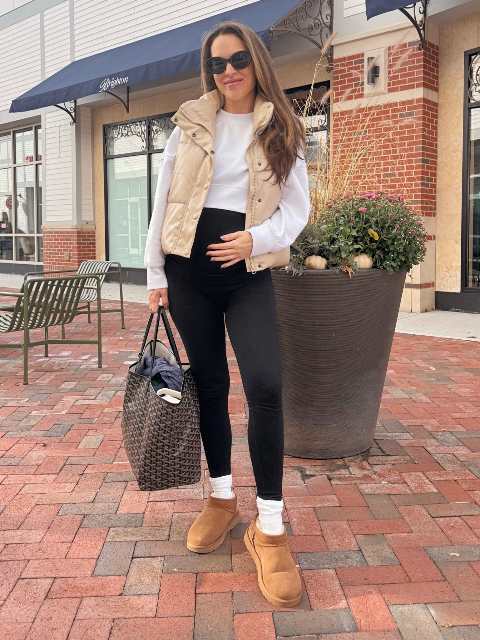 Comfortable bump friendly look! Amazon vest, runs true to size, wearing S). Ribbed set runs true to size, wearing S  

Ugg ultra mini boots outfit, pregnancy outfit, ribbed maternity. 

#LTKfindsunder50 #LTKbump #LTKSeasonal