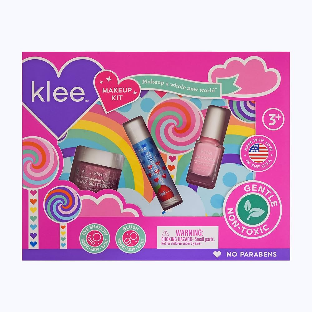 Klee Naturals Makeup Kit with Nail Polish, Glitter Gel and Lip Shimmer. Kid-Friendly and Non-Toxi... | Amazon (US)