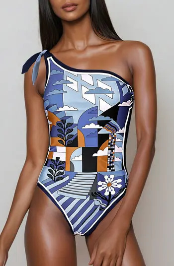 Blue Imagination Reversible One-Shoulder Swimsuit | Nordstrom