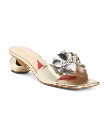 Leather Delilah Sculpted Heel Floral Sandals | TJ Maxx