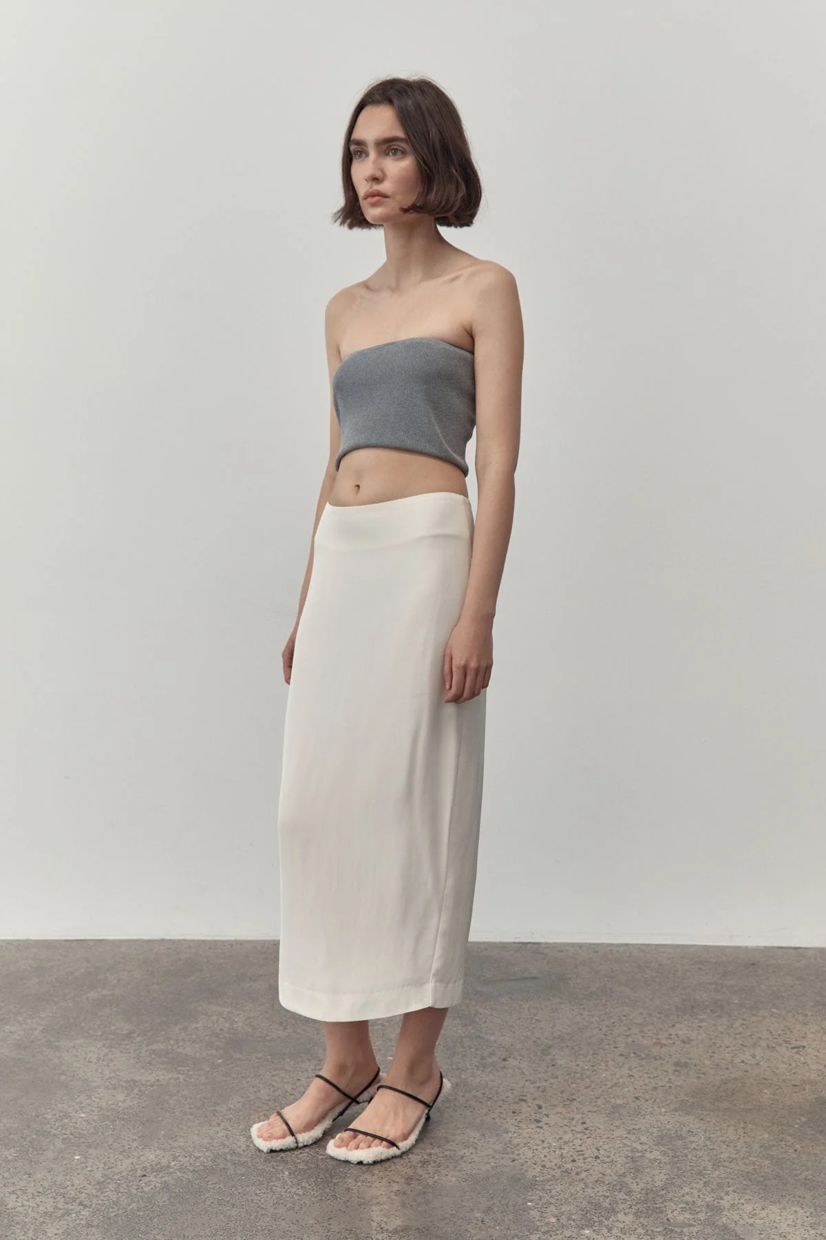 Low Waist Pencil Skirt - Cool White | St. Agni