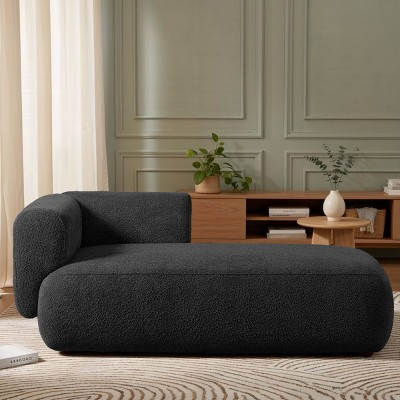 Modern Upholstered Chaise Lounge with High-Density Foam, Stylish Elegant Seating, Comfy Black Boucle Sofa for Living Room or Bedroom-Panipeachy | Target