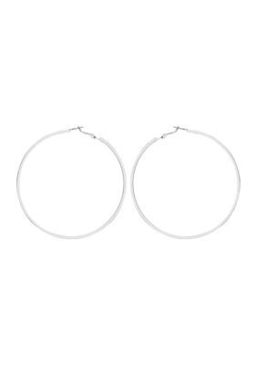 GUESS Silver Tone Thin Hoop Earrings | Belk