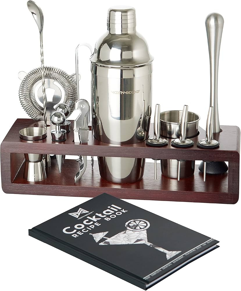 Modern Mixology 21-Piece Cocktail Shaker Set with Stand, Bartender Kit for Home Bar Accessories: ... | Amazon (US)