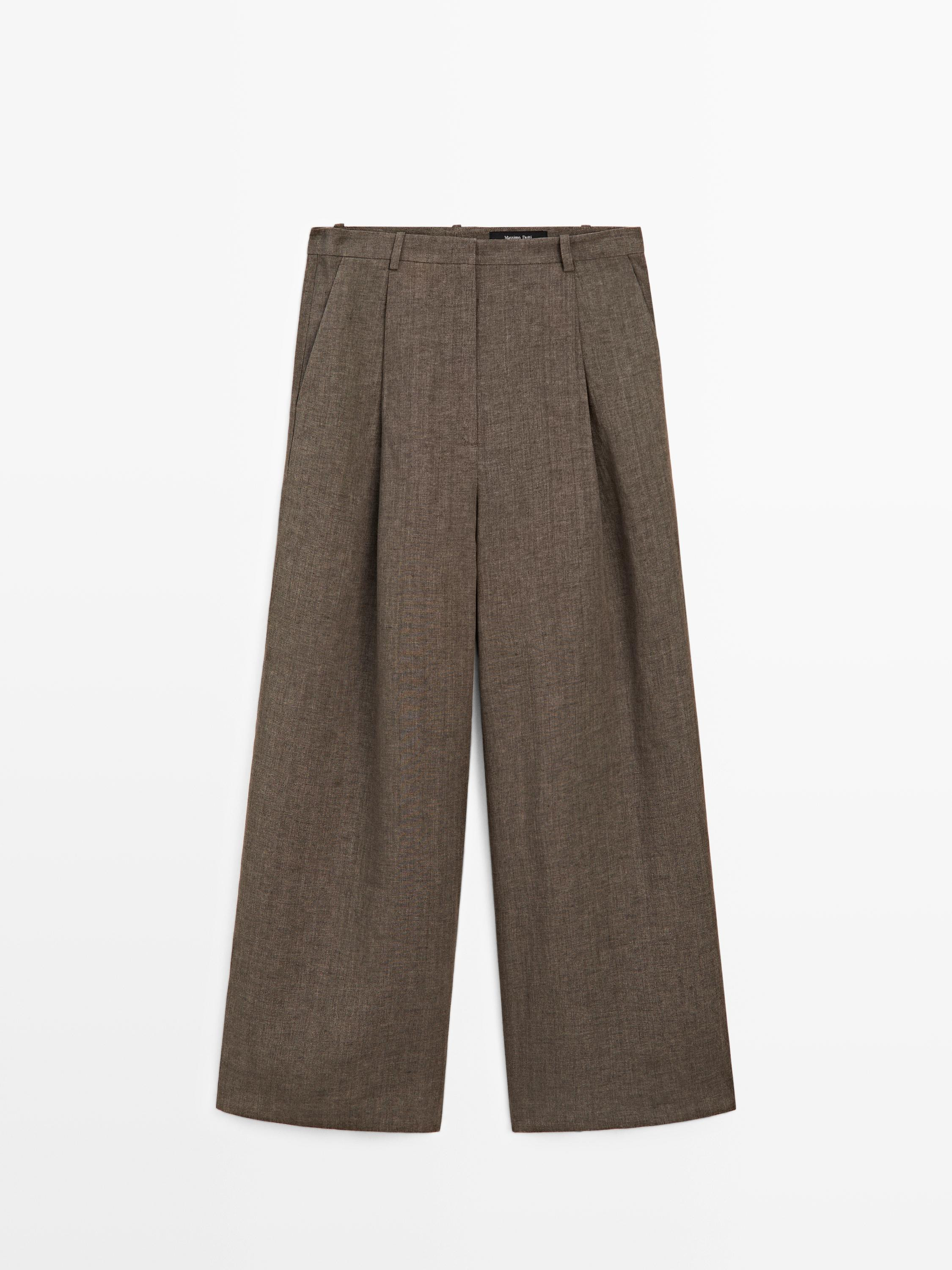 Linen melange darted trousers | Massimo Dutti UK