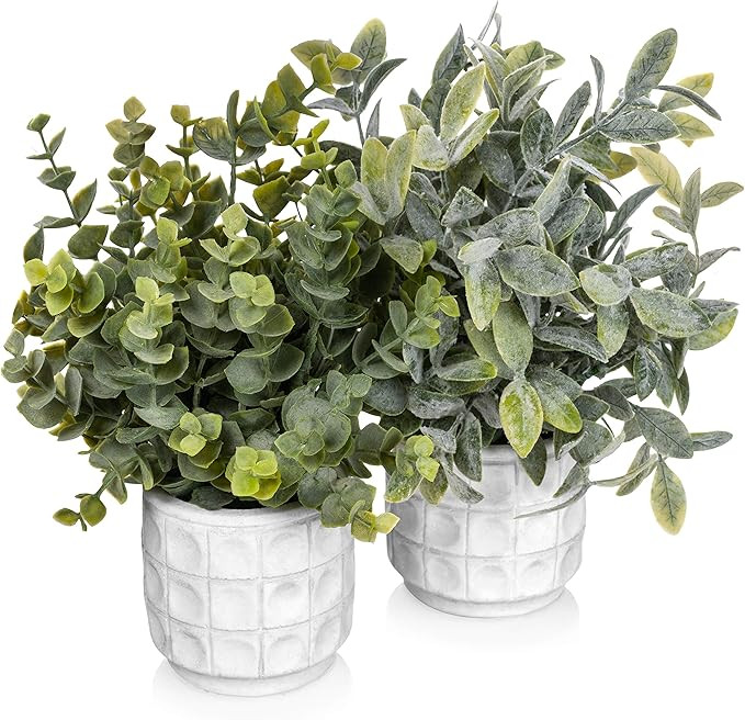 Small Artificial Plants For Home Decor Indoor - Farmhouse Plant Decor Set - Small Faux Plants For... | Amazon (US)