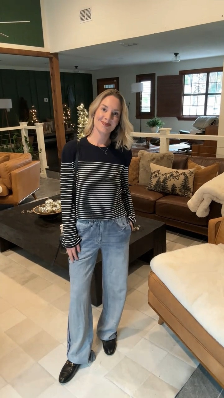 Top: small 
Pants: xxs (runs large ) 
The BEST loafer . Goes with everything!!! 

#LTKootd #LTKgrwm #LTKvlog