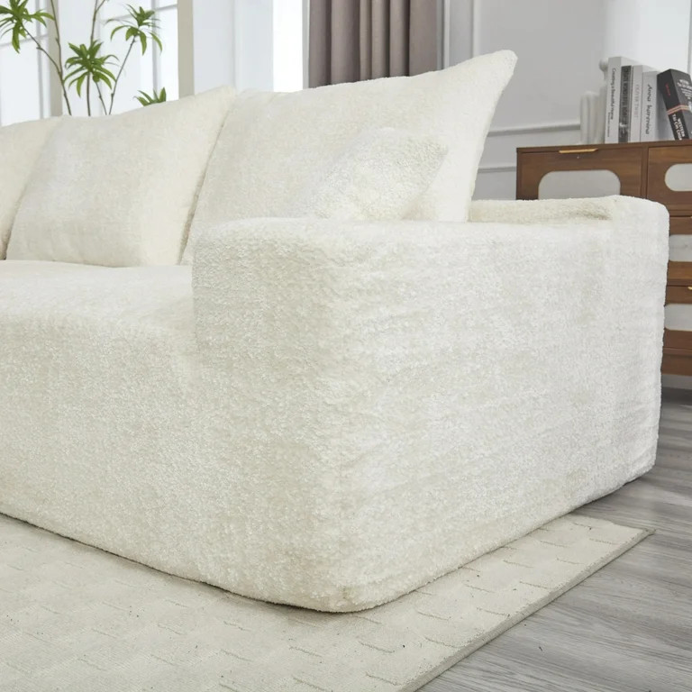 Lisonu 100" Chenille L-Shaped Sectional Sofa, Large Deep Seat Modular Sectional with Removable Pi... | Walmart (US)