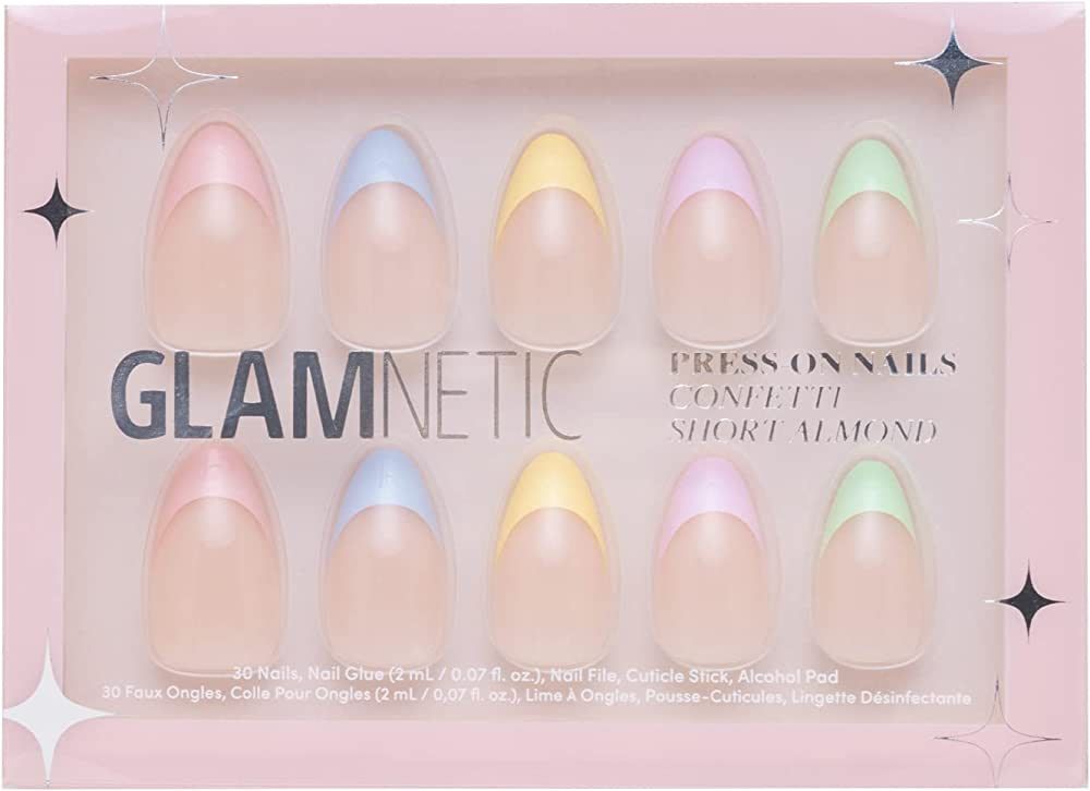 Glamnetic Press On Nails - Confetti | Semi-Transparent, Short Almond Nails, Reusable | 15 Sizes -... | Amazon (US)