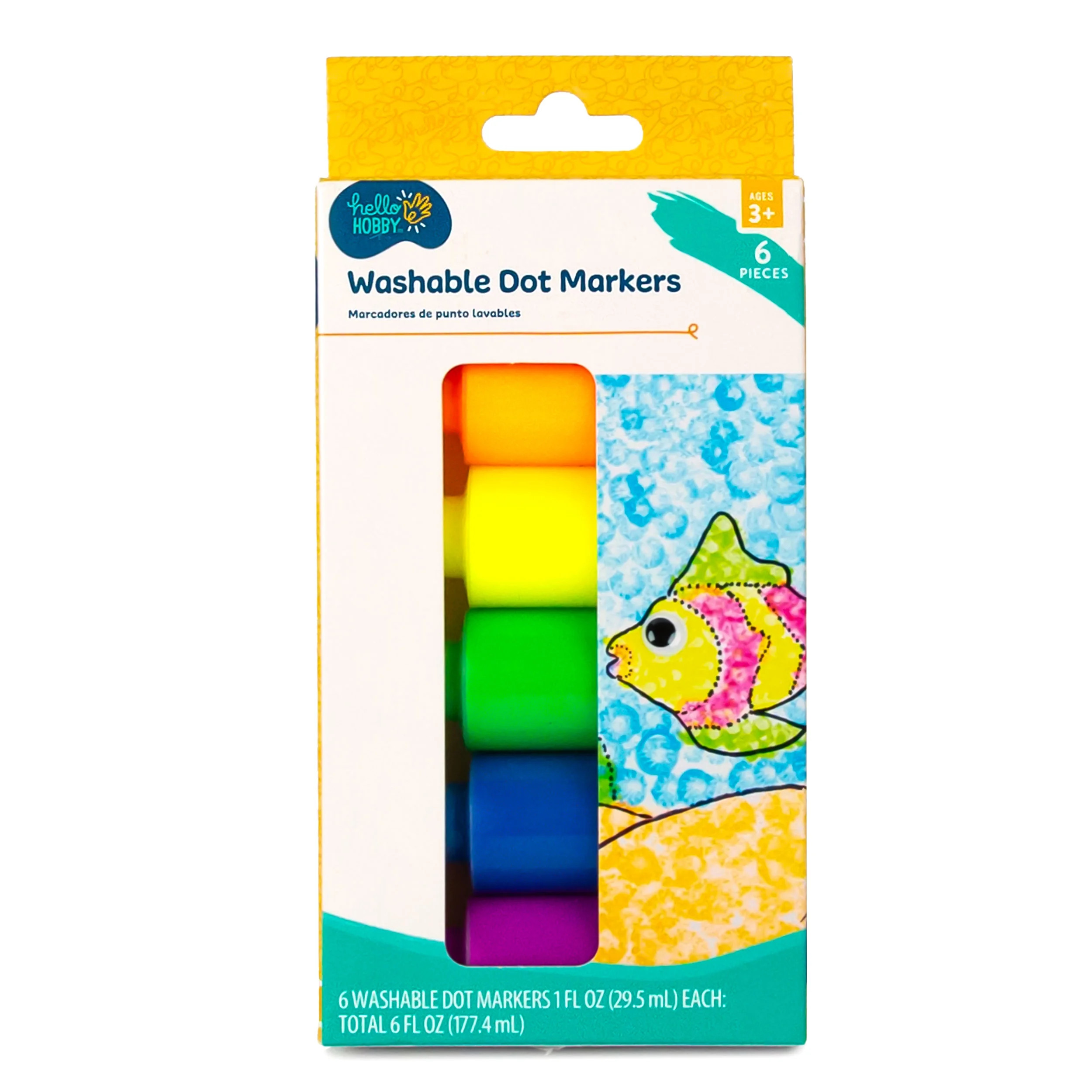 Hello Hobby Washable Dot Markers, 6-Pack Neon Colors | Walmart (US)