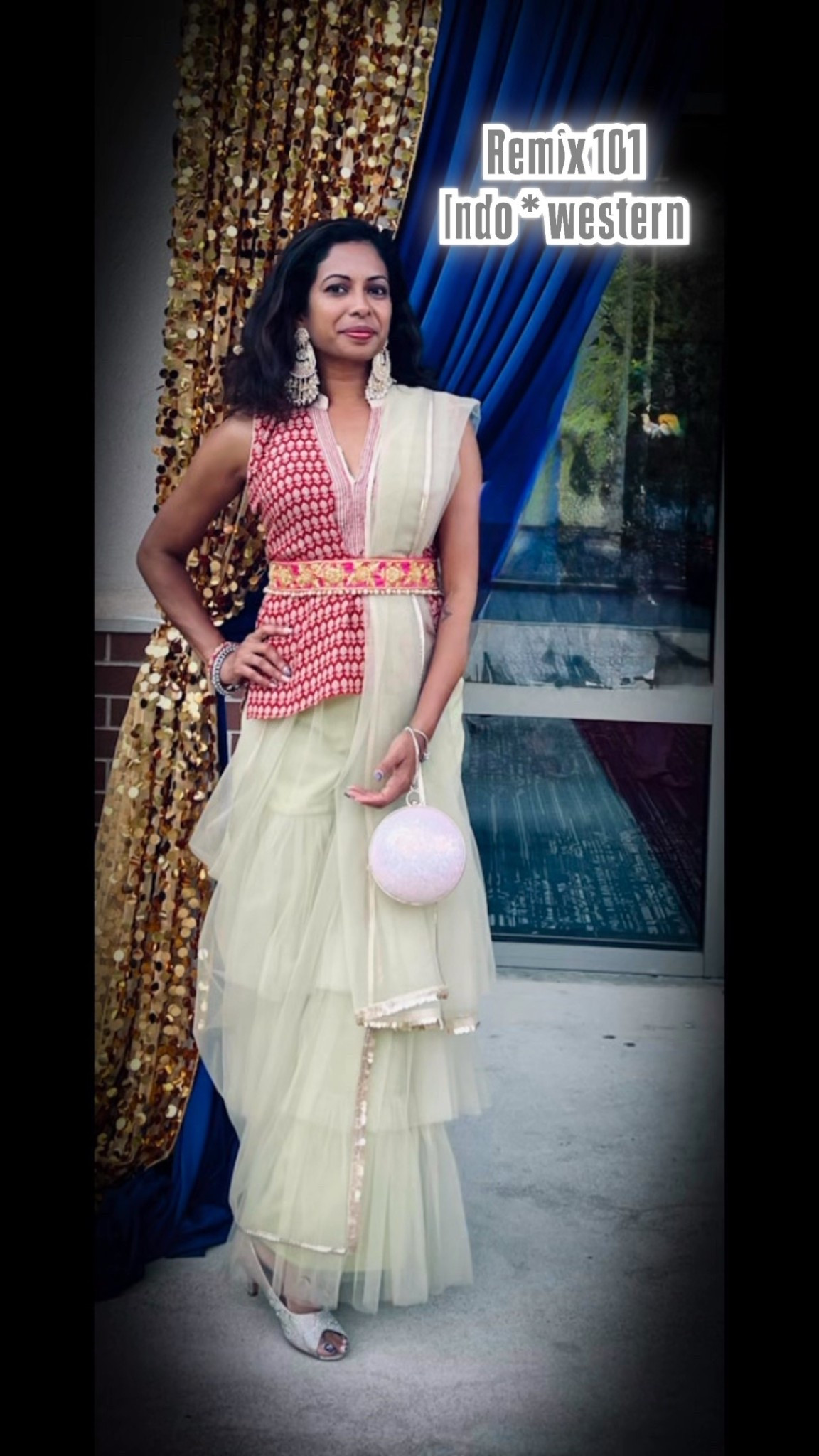 #OOTD #TrendAlert #ClosetGoals #StyleTransformation #FashionHaul #ChicAndTrendy #StyleInspo #wardrobeupgrade 

A little desi, a little videsi… serving Indo-Western realness! 👗✨

Pairing my #sherara with #indiantraditional crop top sleeveless & paired with long heavy #jumkhas & #statementbag