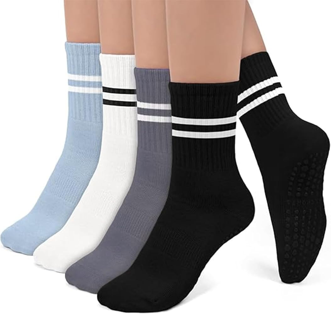Pilates Socks with Grips for Women, Non-Slip Yoga Athletic Socks for Barre Ballet Barefoot Workou... | Amazon (US)