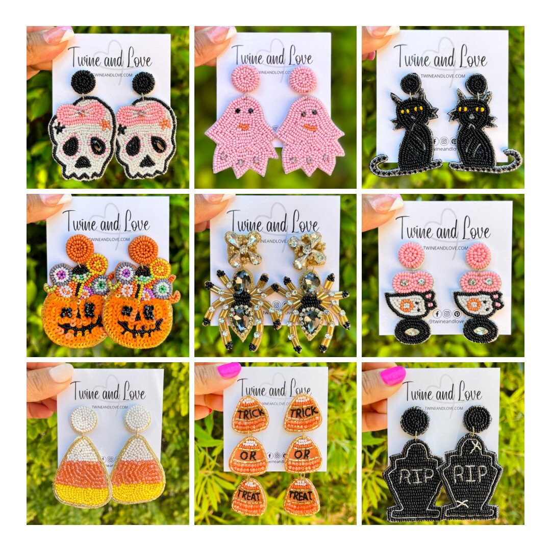 Must-have Halloween Earrings Hand-beaded, Lightweight, and Unique Halloween Beaded Earrings Hallo... | Etsy (US)