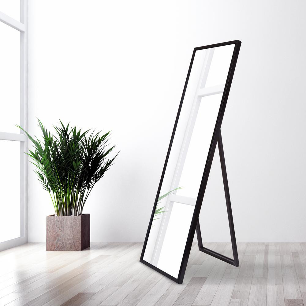 Bainbri Adjustable Rectangular Black Floor Mirror | The Home Depot