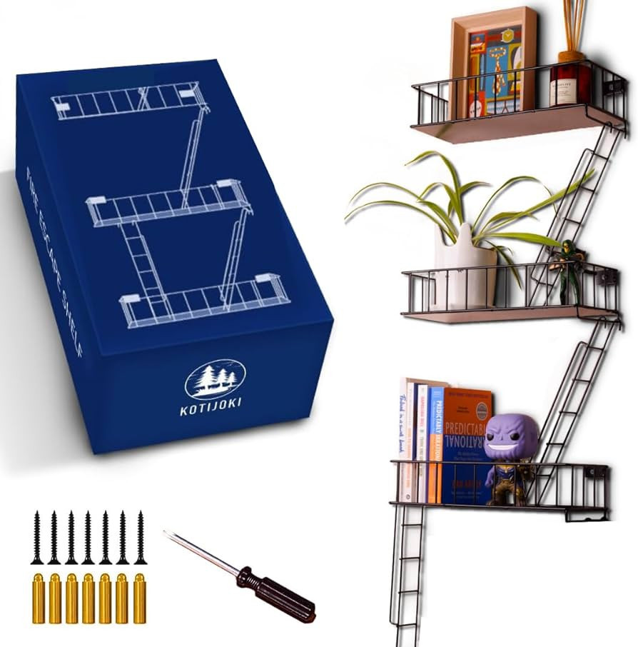 KOTIJOKI Fire Escape Wall Shelf - New York Metal Decorative Shelf with Screwdriver & Screws, Rust... | Amazon (US)