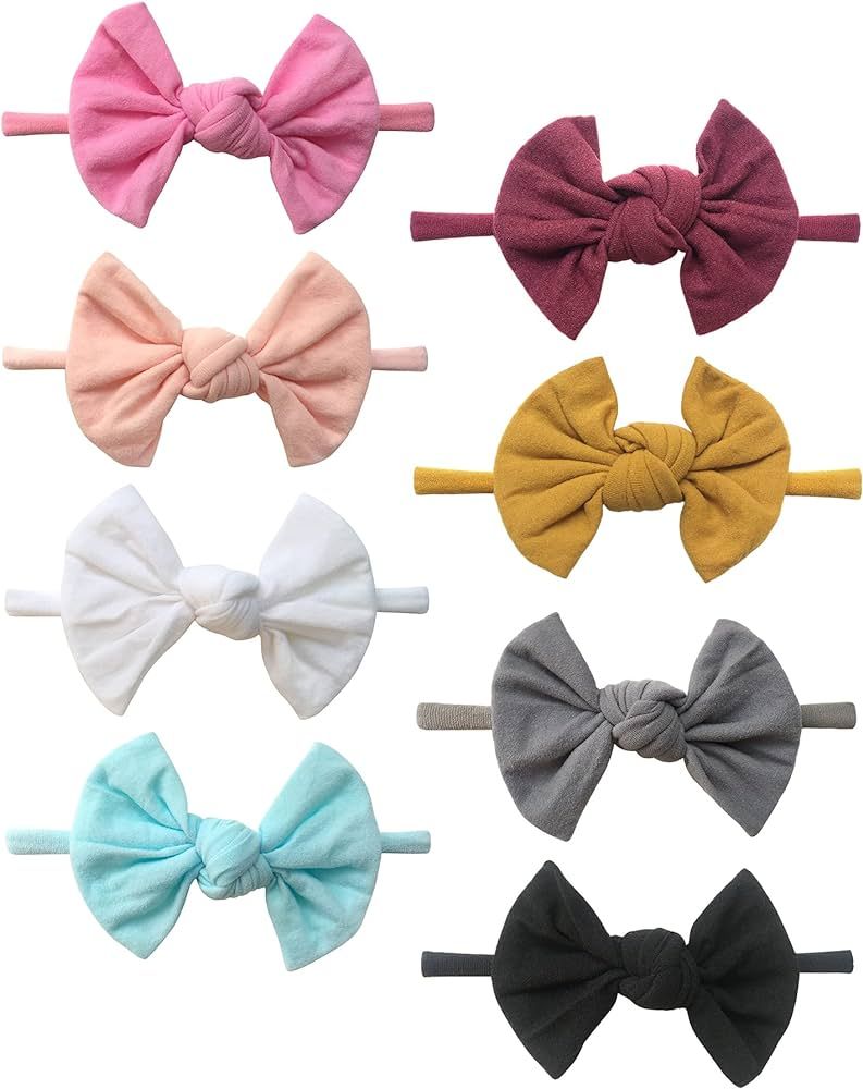 Cherssy Baby Girl Nylon Headbands and Bows, Super Stretchy & Soft Hairbands for Newborn Infant To... | Amazon (US)